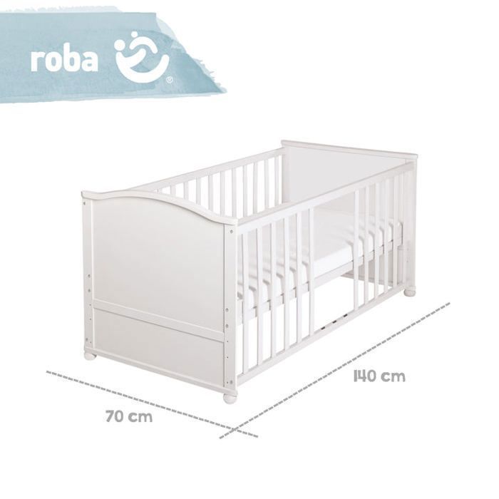 Lit bébé évolutif - 70 x 140 cm - ROBA - ADAM ET EULE - Avec accessoires - Blanc