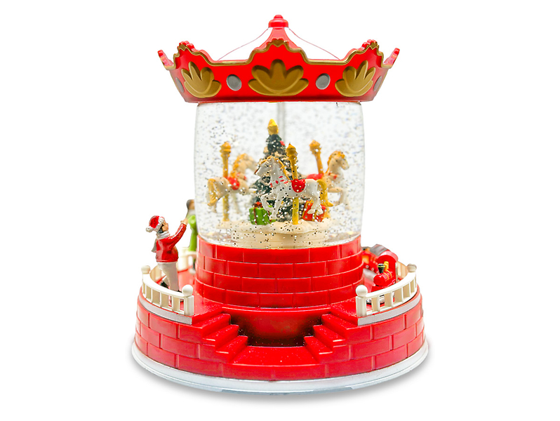 Lampka dekoracyjna Karuzela świąteczna LED 22 cm czerwona