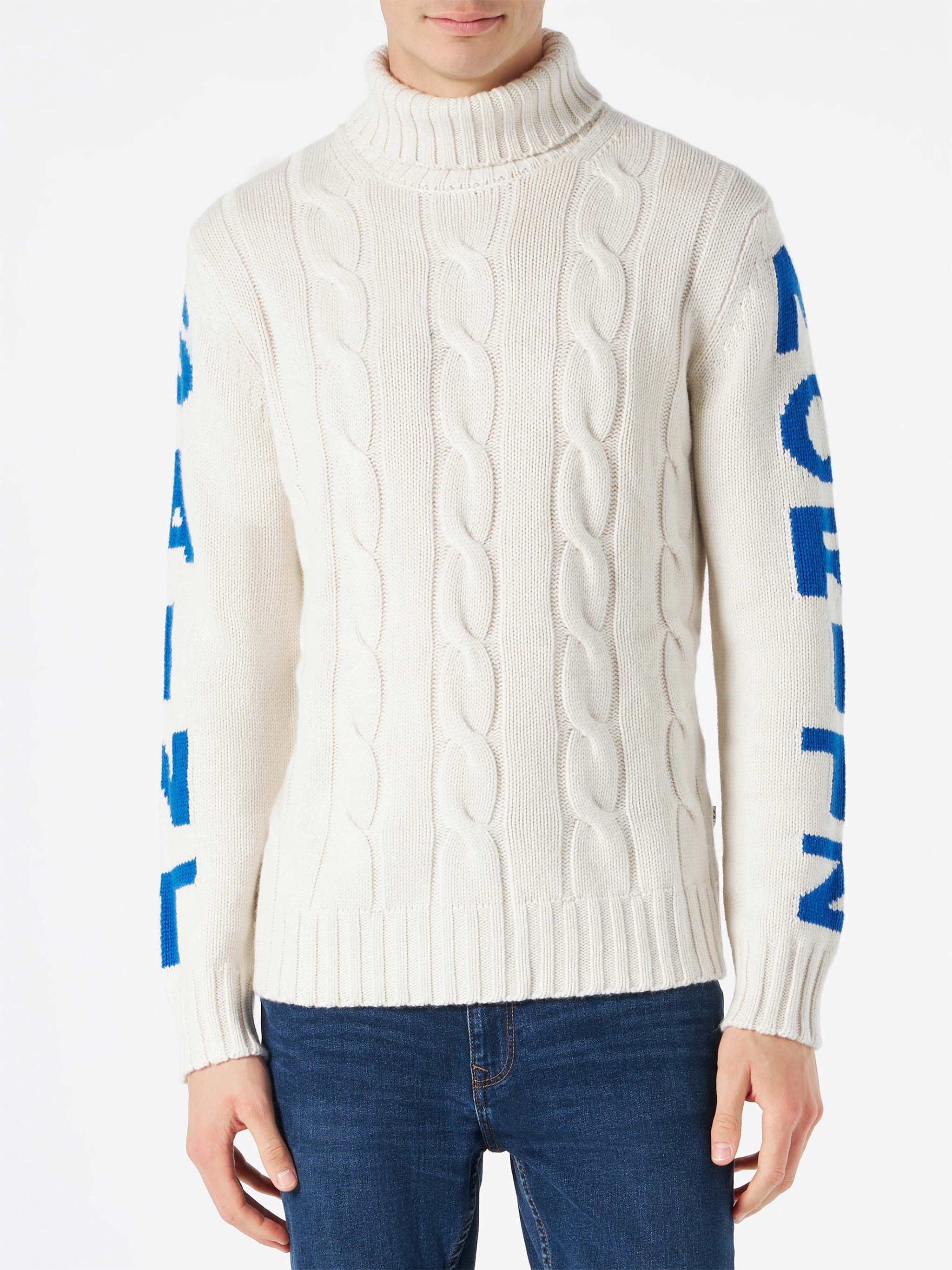 Pull à col roulé tissé pour homme avec imprimé Saint Moritz
