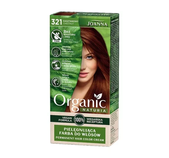 Joanna Naturia Organic pielęgnująca farba do włosów 321 Kasztanowy