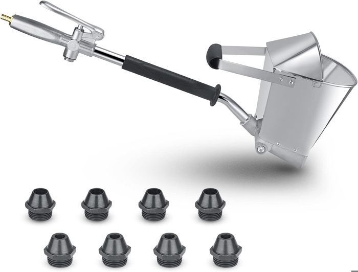 Projecteuse d'Enduit Pistolet à Ciment Machine à Crépir, 4 Jet Hopper Plâtre et Stuc avec Couvercle Trémie Pistolet avec 8 Buses