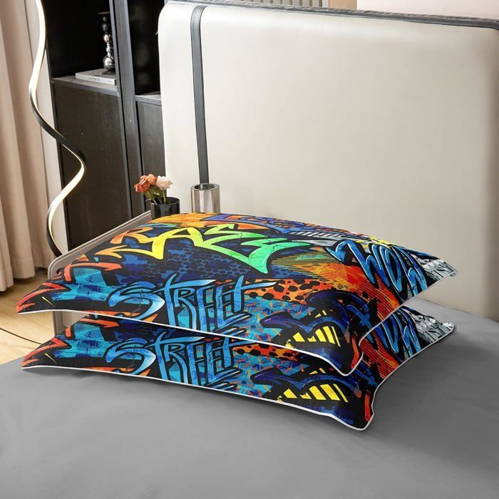 Funda nórdica estilo graffiti de 140x200cm, decoración hip hop para adolescentes, juego de ropa de cama infantil para niño y niña, estampado graffiti, 3 piezas.
