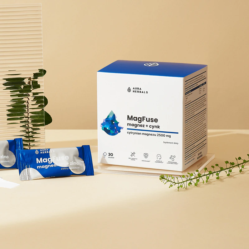 Aura Herbals MagFuse + Zink Nahrungsergänzungsmittel in Portionsbeuteln für eine effektive Magnesiumversorgung