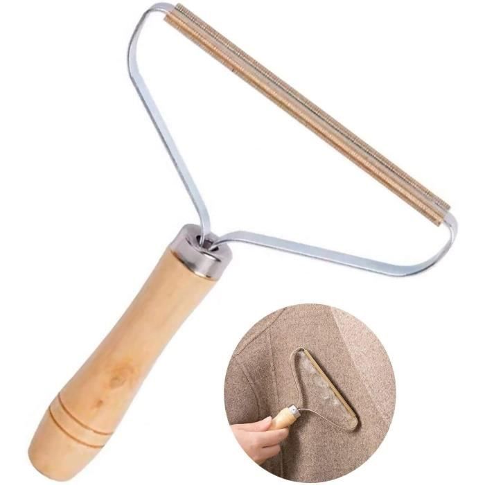 Rasoir Anti Bouloche - Lint Remover Wooden - Manuel Anti Poil - Pour Vêtements et Animaux - 2 Pièces
