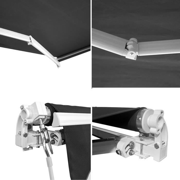 Toldo - LZQ - Gris oscuro - Ángulo ajustable - No requiere perforación - 3,6 x 3 m