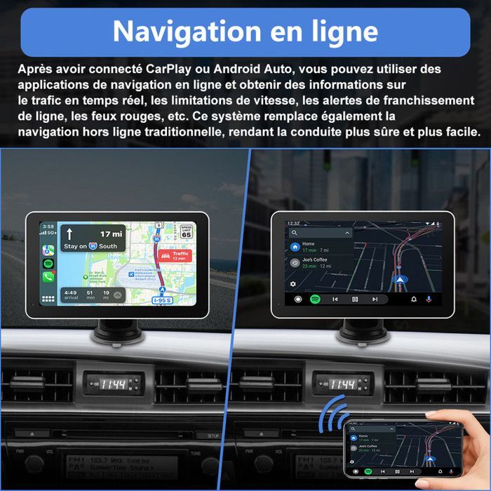 GPS inalámbrico para coche AWESAFE con CarPlay, pantalla IPS de 7
