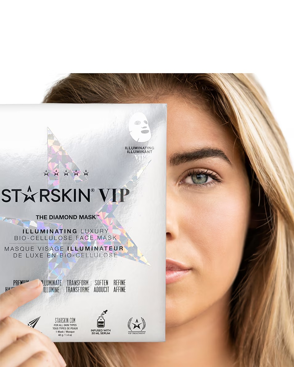 STARSKIN VIP THE DIAMOND MASK™ MASCA DE FAȚĂ ILUMINATOARE CU BIOCELULOZĂ