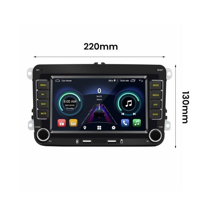 Radio para coche GEARELEC de 7 pulgadas para VW con Android 10.1, CarPlay, navegación GPS, WiFi, Bluetooth, RDS y radio FM/AM.