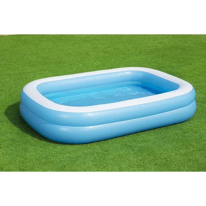 Rechthoekig opblaasbaar zwembad van Bestway, 262 x 175 x 51 cm - Blauw en wit - Voor kinderen - Geschikt voor buiten