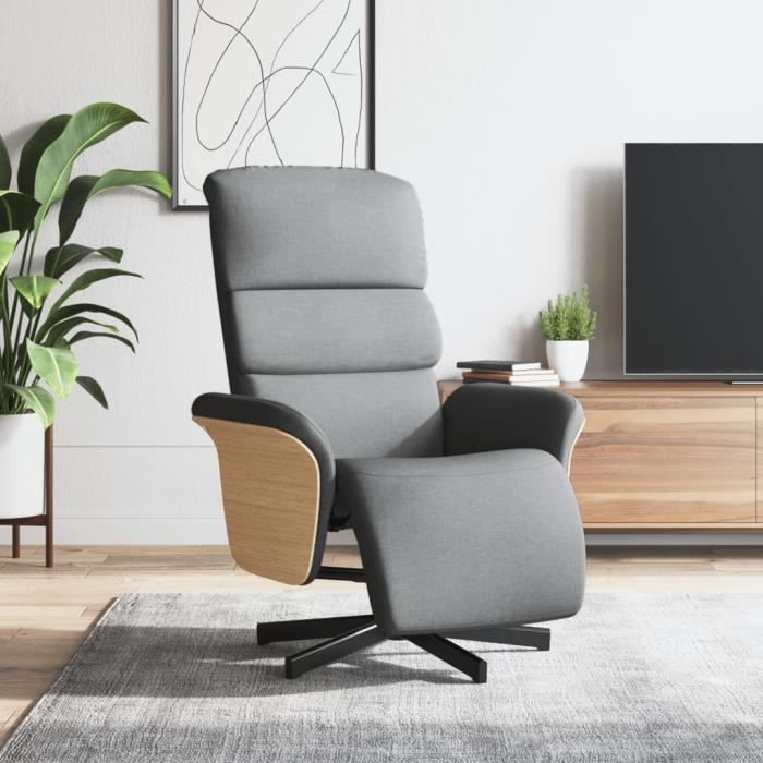 Sillón reclinable vidaXL con reposapiés, tela gris claro 356601