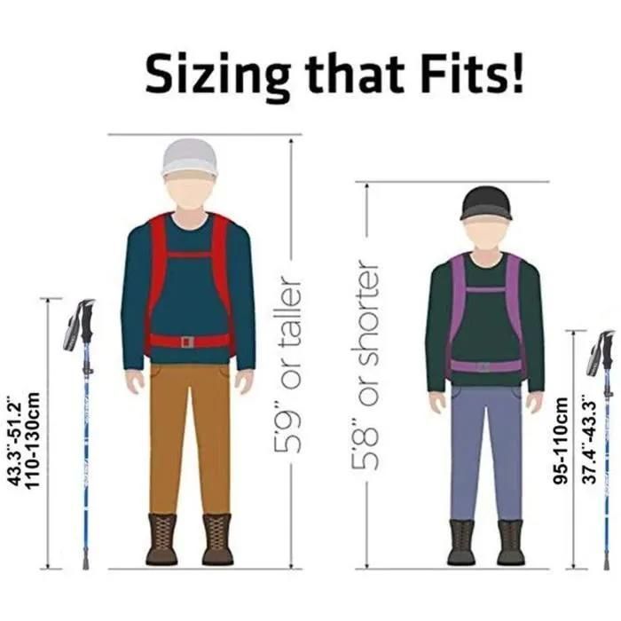 Telescopic Trekking Poles - Foldable, Anti-slip and Shock-absorbing, Ultra-lightweight, for Mountaineering, Hiking (One Pair)