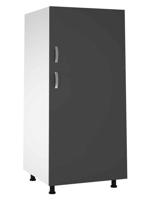 Meuble colonne de cuisine avec 2 portes coloris gris - Hauteur 200 x Longueur 60 x profondeur 58 cm