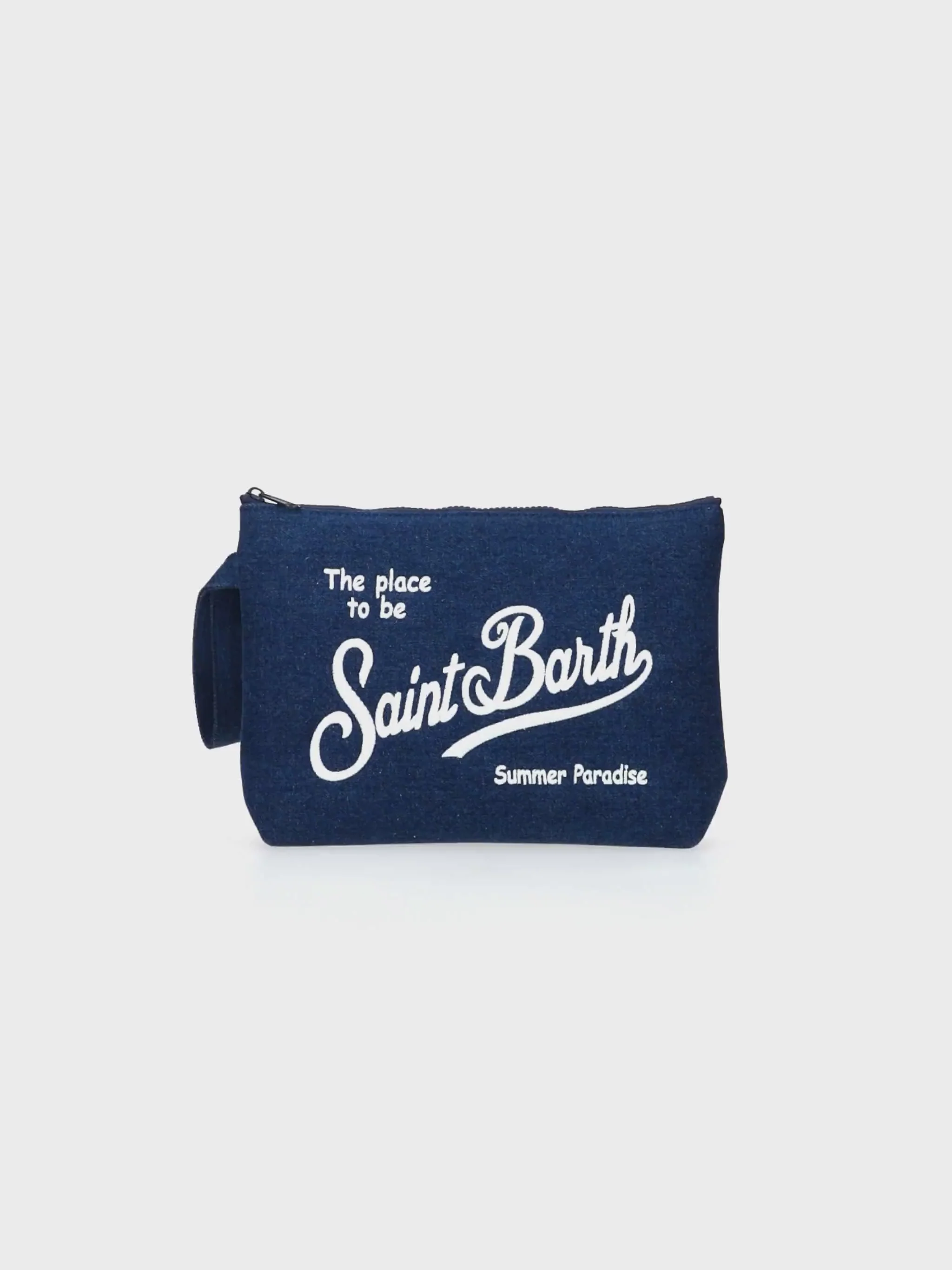 Aline L clutch tas met denimlook