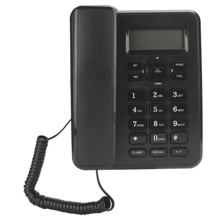 Téléphone fixe filaire pour maison et bureau, matériau ABS résistant, usage domestique et professionnel