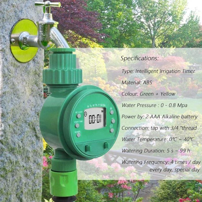 Temporizador de riego automático, programador de riego para jardín, balcón, patio y sistema de riego de plantas.