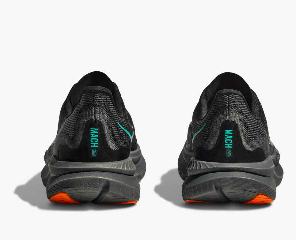HOKA Mach 6 Schwarz / Elektrisches Mandarin