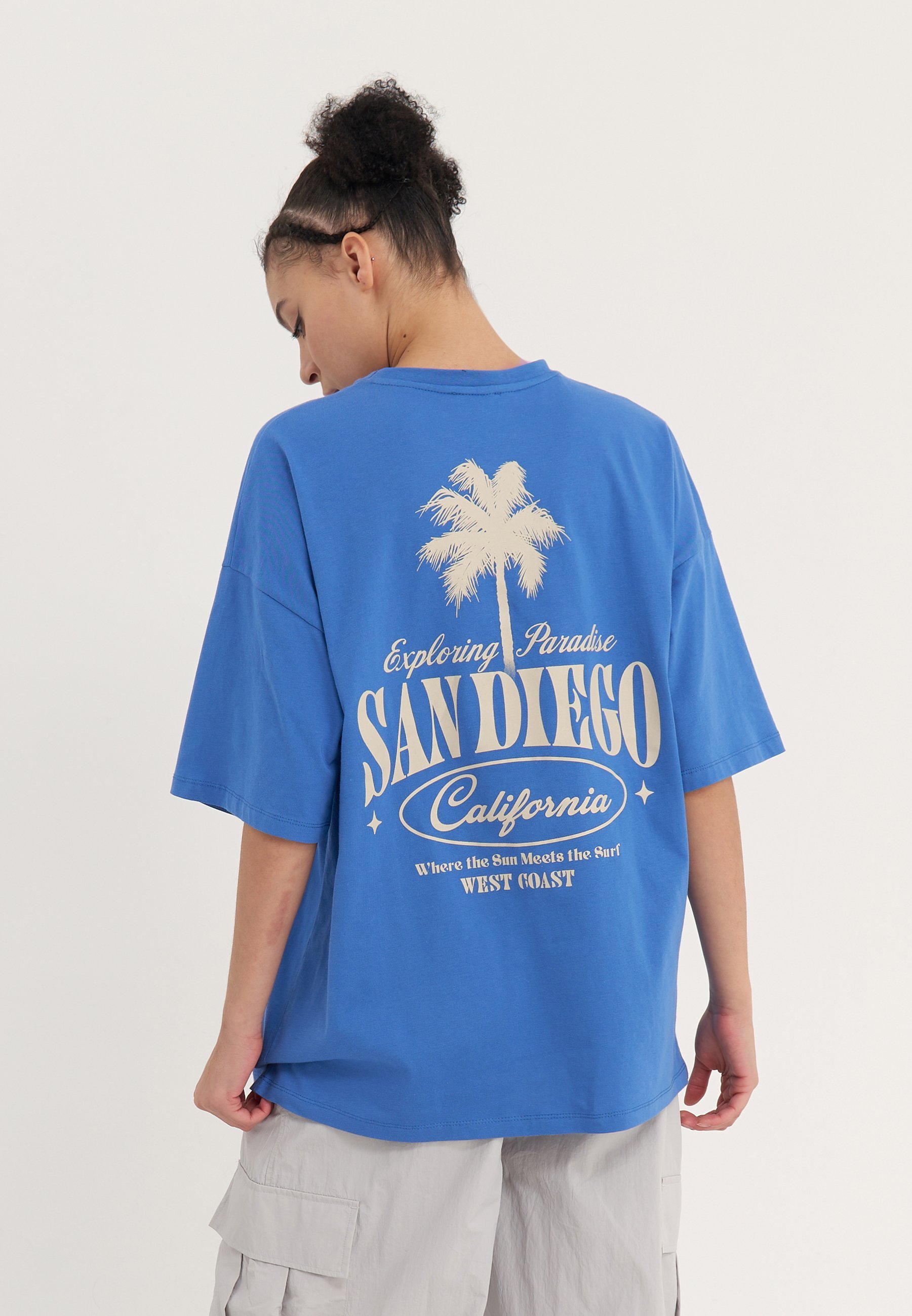 Even&Odd Print T-shirt - blauw