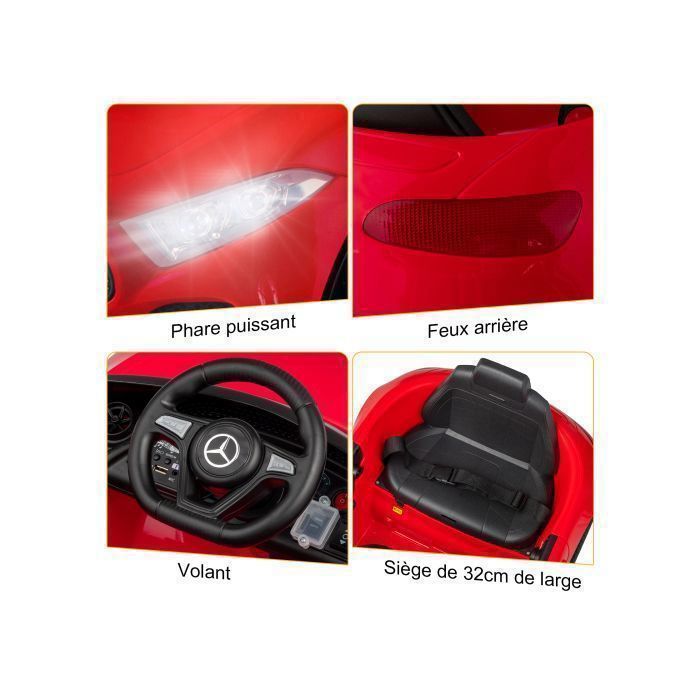LALAHO Electric Ride-On Car for Children - Mercedes-Benz CLS 350 - 90 x 60 x 40 cm - Red