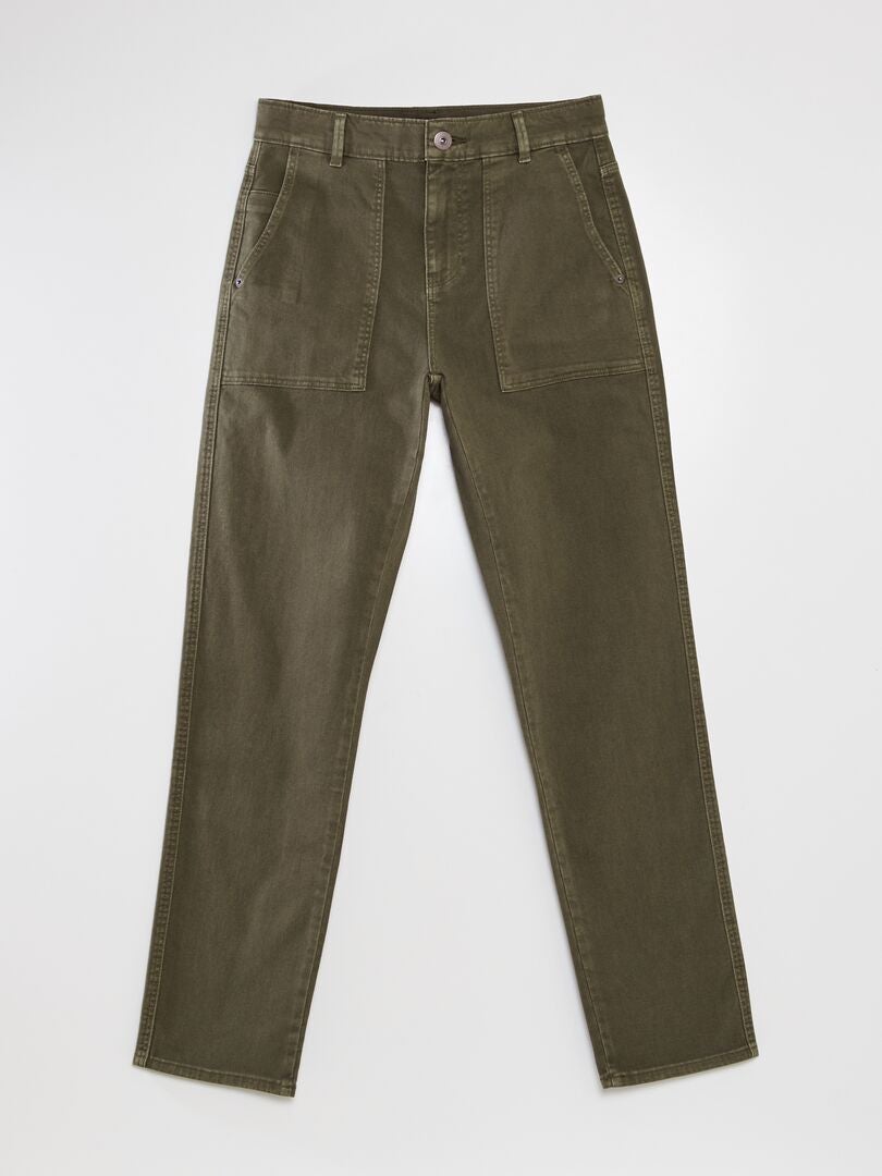 Calça jeans reta - cáqui
