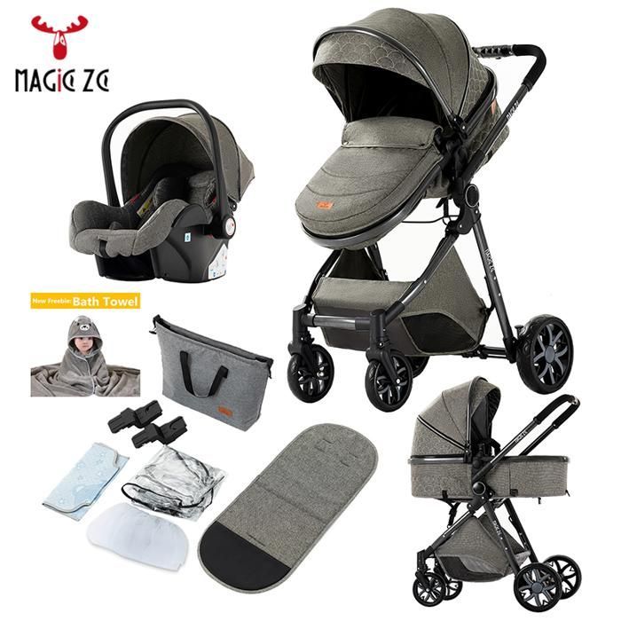 Poussette trio Magic ZC Poussettes combinées, Pousette, Poussette de luxe, Serviette de bain+Sac à main+Roues pivotantes à 360°