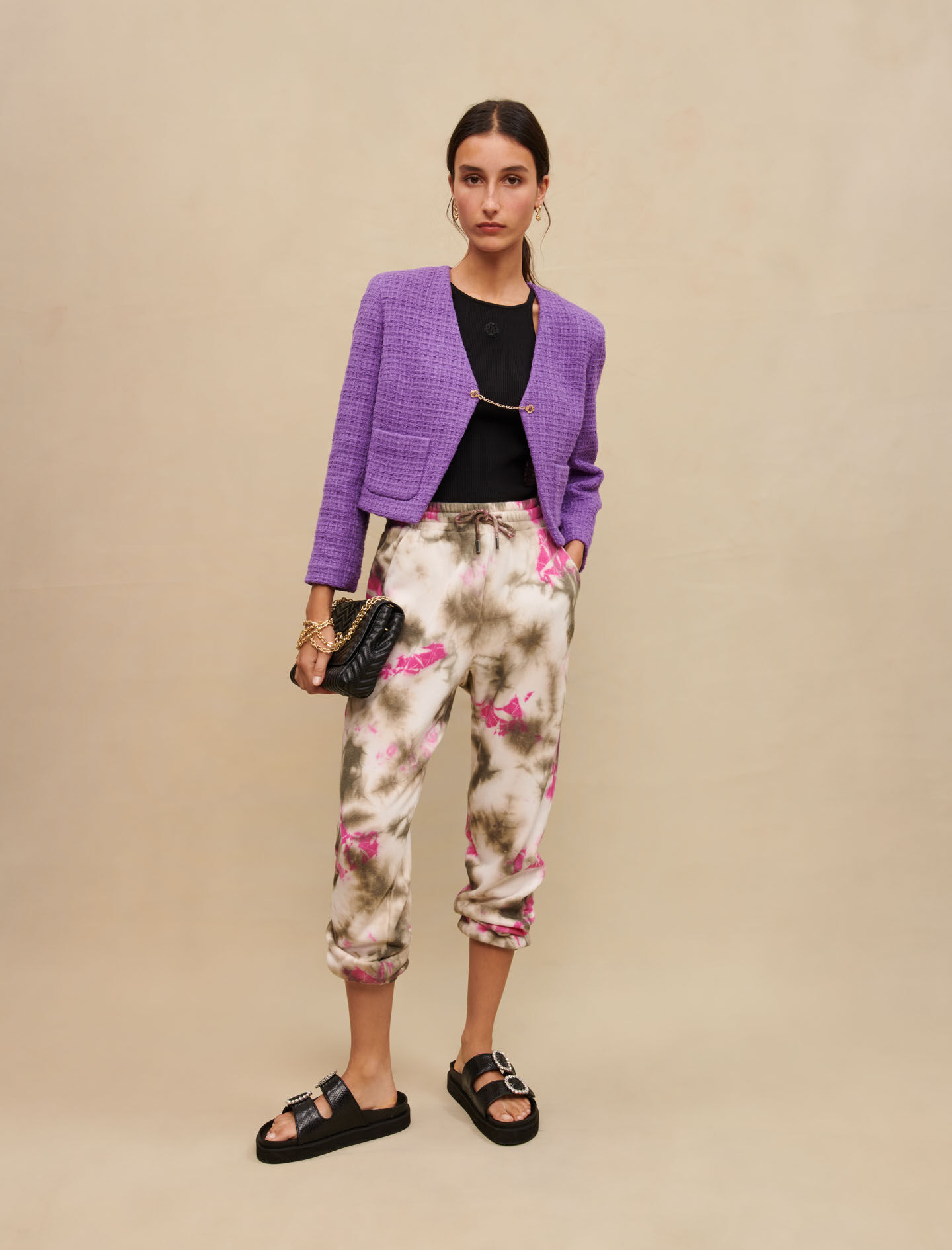 Pantaloni de trening vopsiți în stil tie-dye - Multicolor
