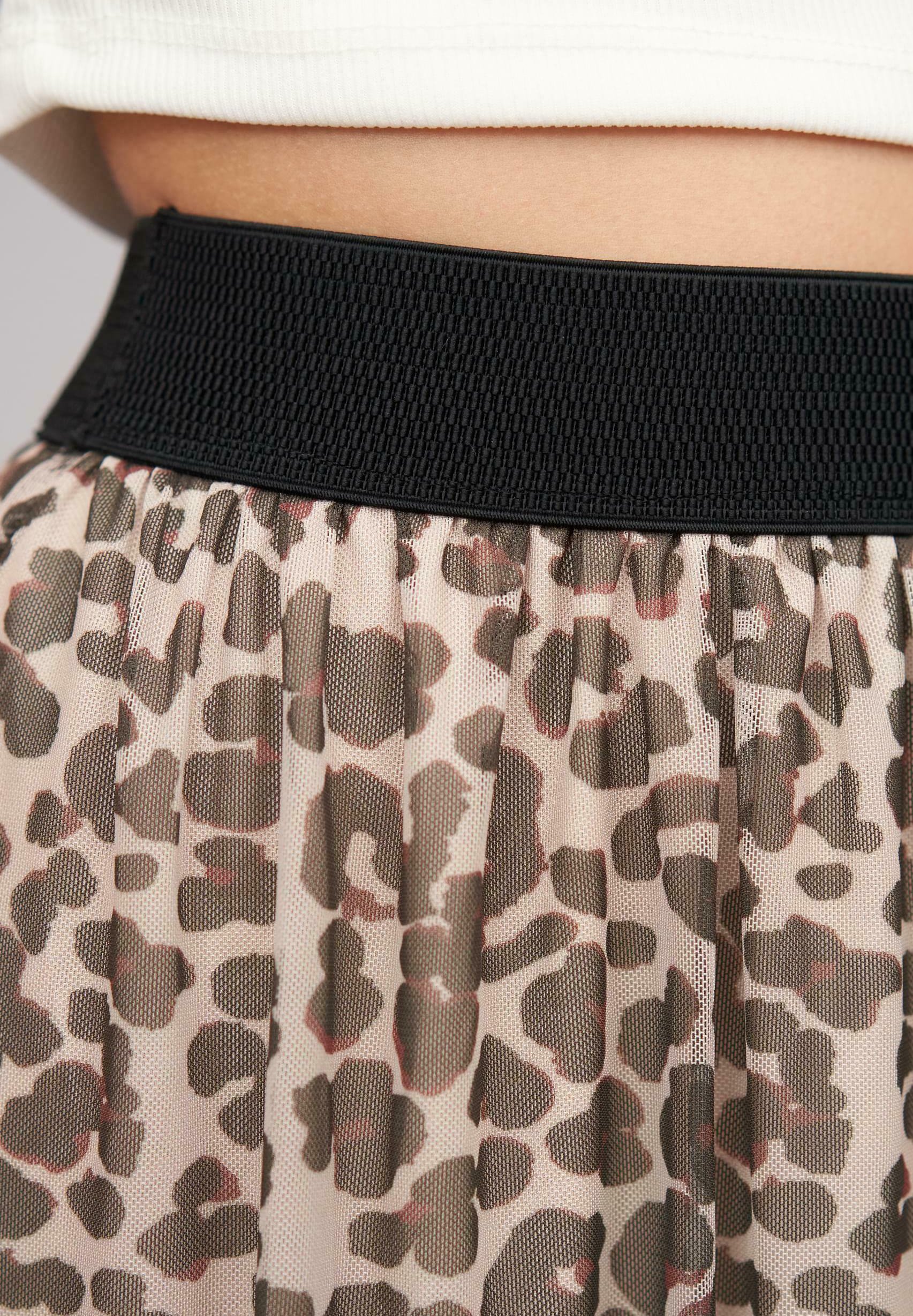 Cloud 5ive LONGFORM MIT LEOPRINT UND GUMMIBAND - A-lijn rok - beige