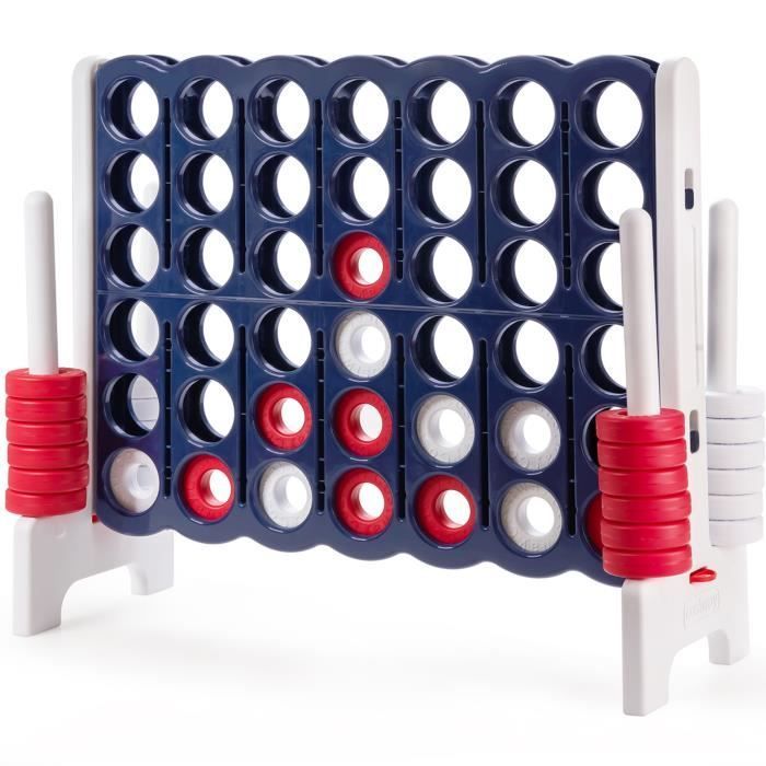 Jogo de tabuleiro infantil DREAMADE para 4 jogadores com 42 anéis gigantes, jogo de estratégia online com controles deslizantes para reinício rápido, azul.