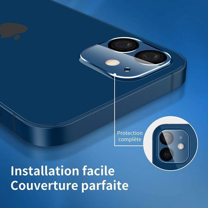 Film verre trempé caméra pour Iphone 12 Mini - Protection écran en verre trempé - Anti-rayure et anti-éclatement
