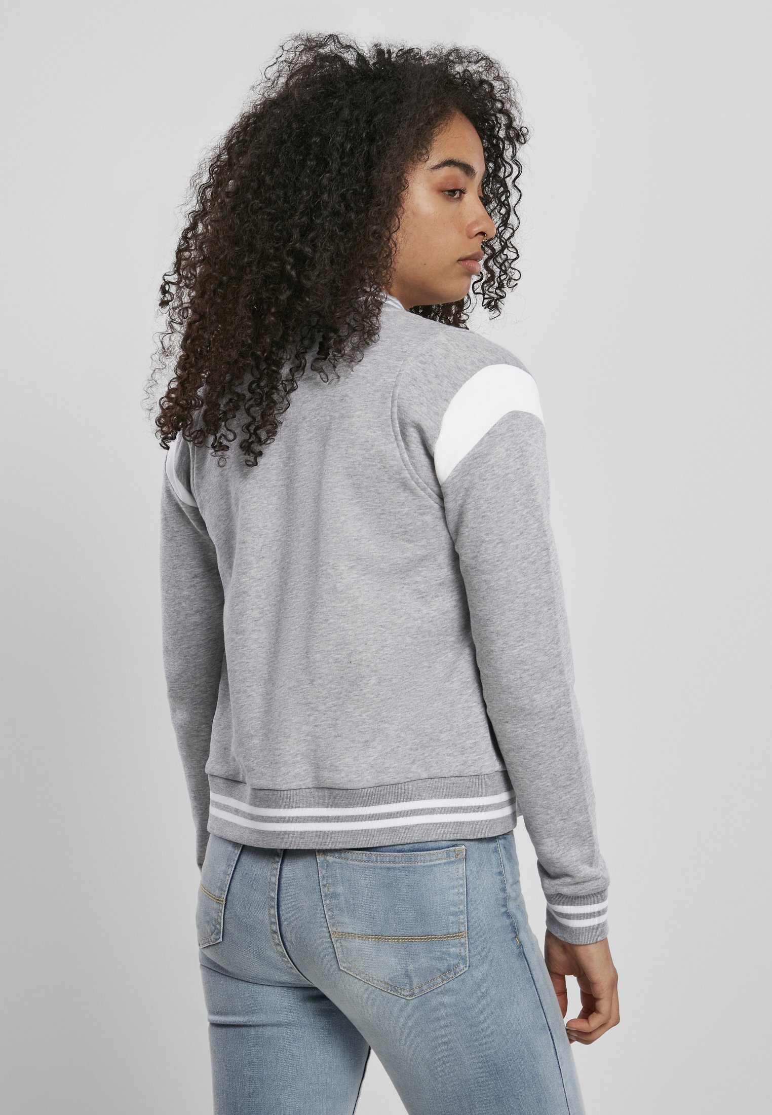 Urban Classics sweatshirt met rits - grijs wit