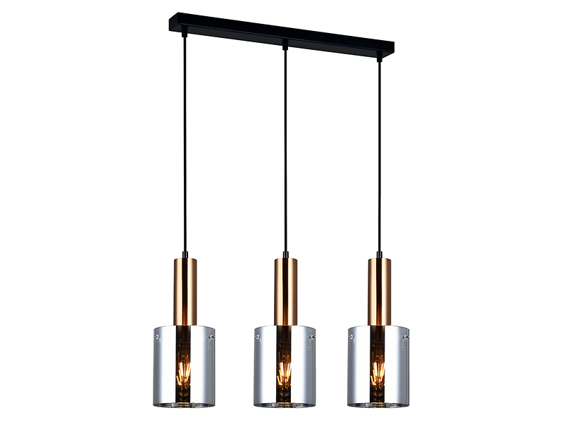 Lampa wisząca Sardo 3-punktowa szklana złoto-czarna
