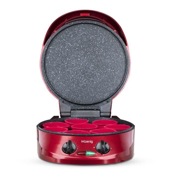 Appareil à tarte express HKOENIG - TRT180 - Four à Pizza - Multicuiseur Multifonction - Température jusqu'à 210°C - Rouge - 1800W