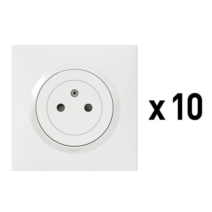 Prise de courant - Legrand - Dooxie One - Lot de 10 - 16A - Blanc - 2P+T