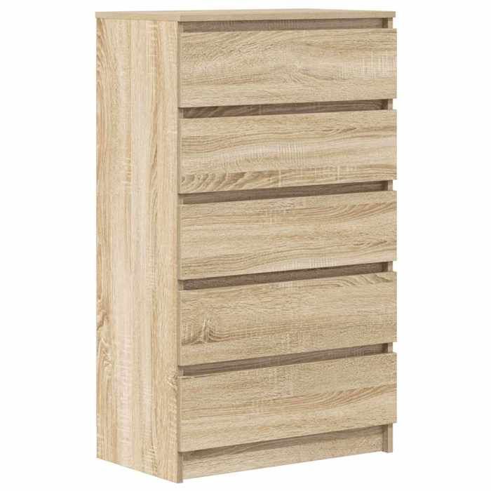 vidaXL Commode, Buffet avec 5 Tiroirs, Armoire de Rangement, Meuble de Salle de Séjour Chambre à Coucher, Moderne, Chêne 823019