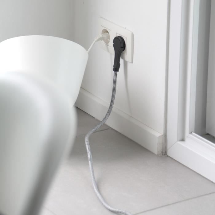 CHACON 5m textile extension cord (3 x 1.5m²) with black cable and flat black/white plug