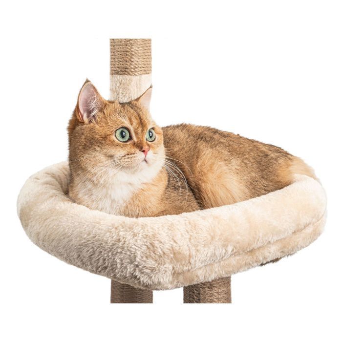 Krabpaal voor katten, 145 cm, stabiele klimtoren met meerdere niveaus, activiteitenboom met 7 sisalpalen en 5 platforms.
