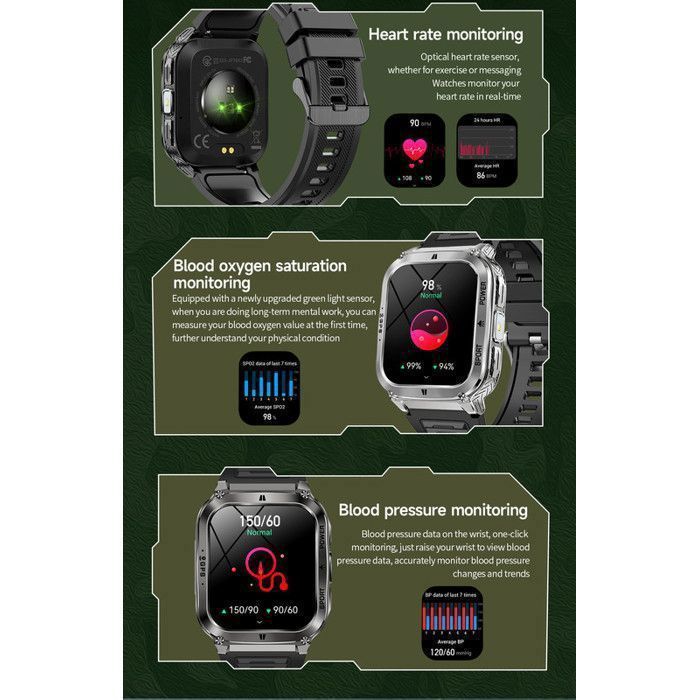 Smartwatch con GPS, cardiofrequenzimetro, display da 1,83