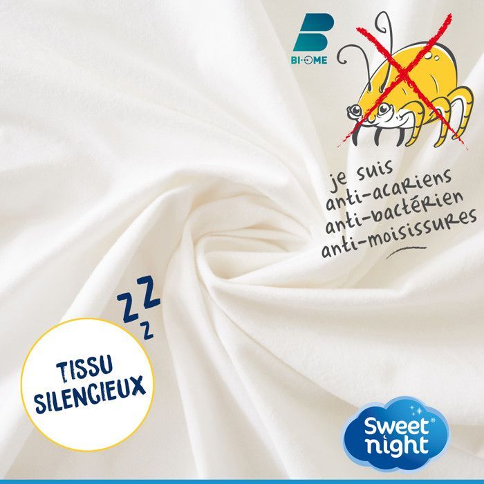 Sweetnight - Coprimaterasso 140x190 cm | Impermeabile e antiacaro | Tessuto in spugna di cotone | Silenzioso e traspirante