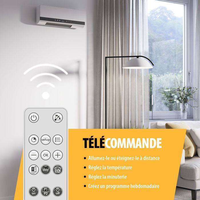 Radiatore a parete - TRISTAR - KA-5216 - Ceramica PTC - 2000 W - Programmabile e con telecomando