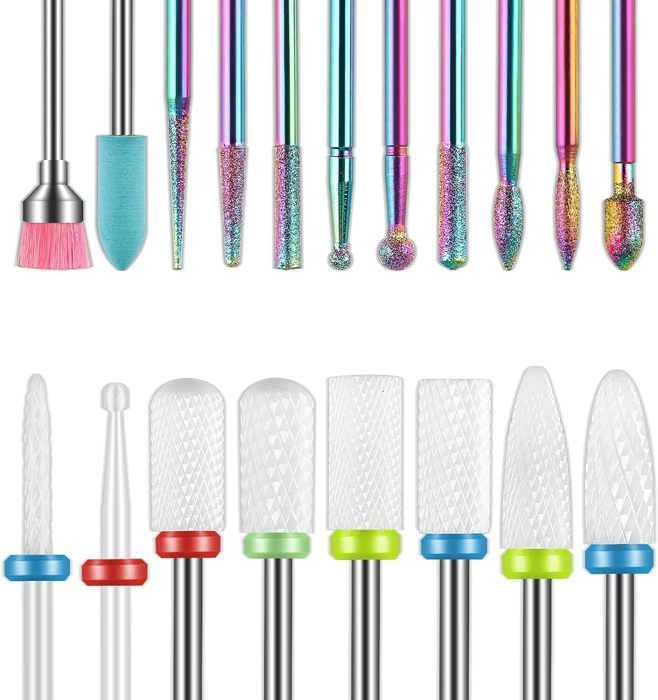 Lot de 19 Forets à Ongles électriques - Embout Ponceuse Ongles - pour la manucure, les outils de pédicure, les outils de nail art