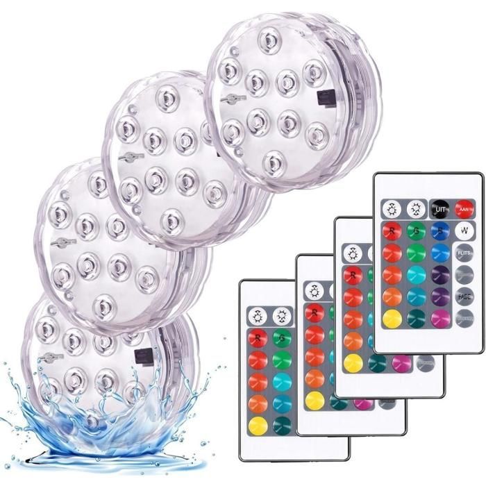 Set of 4 underwater lights - With remote control - Pool lighting