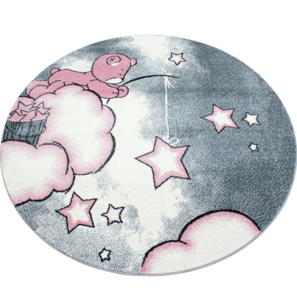 Dywan dziecięcy Kids Miś na chmurce różowy 120 x 120 ckoło
