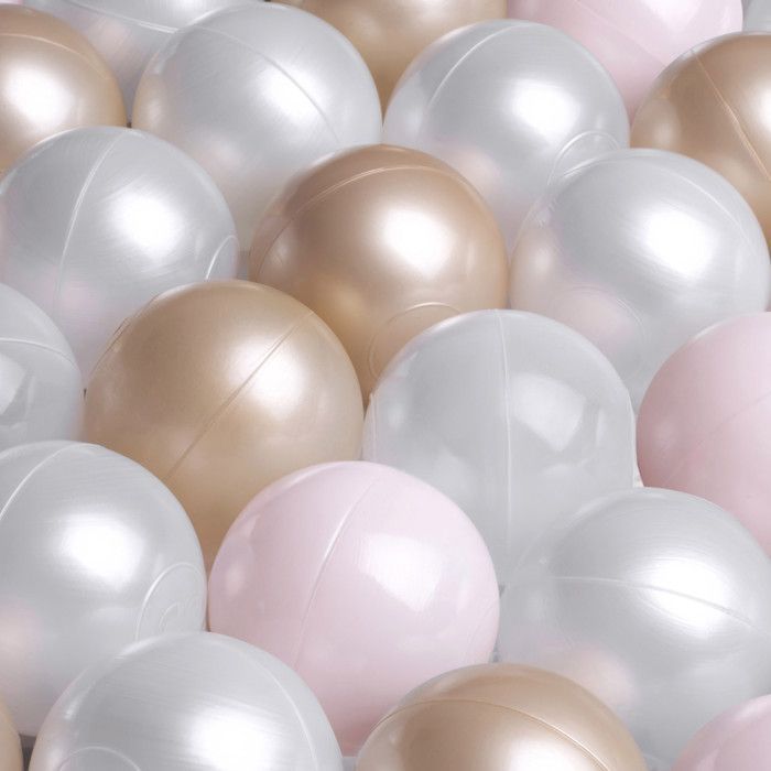 MISIOO Bolas de plástico de colores para piscina de bolas para bebés y niños, 6 cm, 150 bolas: Rosa/Dorado/Blanco perla