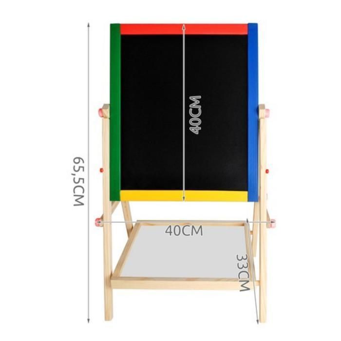 BOARD Double-sided wooden whiteboard with chalk, marker and sponge