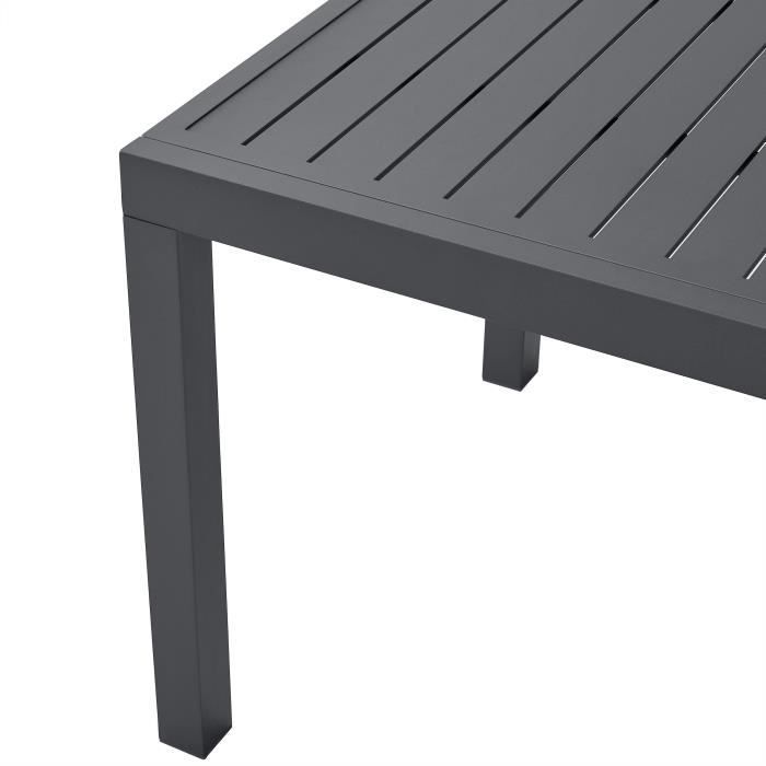 Mesa de jardín rectangular extensible para 6 a 10 personas - Estructura de aluminio - L 135-270 x An 90 x Al 75 cm - Gris oscuro