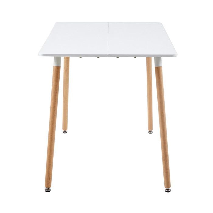 Table à manger scandinave - DORAFAIR - 110x70x73 cm - Blanc - Bois massif - Pieds en hêtre - Style rétro nordique