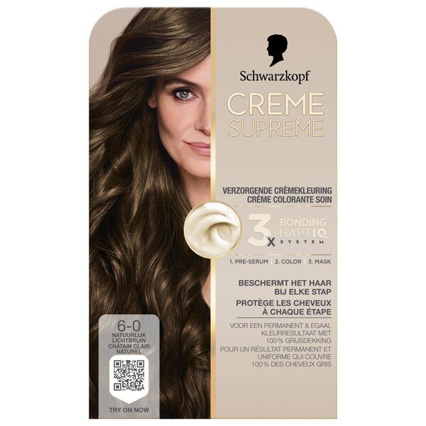 Schwarzkopf Creme Supreme 6-0 Prirodna svijetlosmeđa njegujuća kremasta boja za kosu<br>182 g