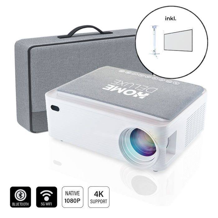 Projetor LINO 4K HOME DELUXE - 400 ANSI Lumens - Com tela e suporte