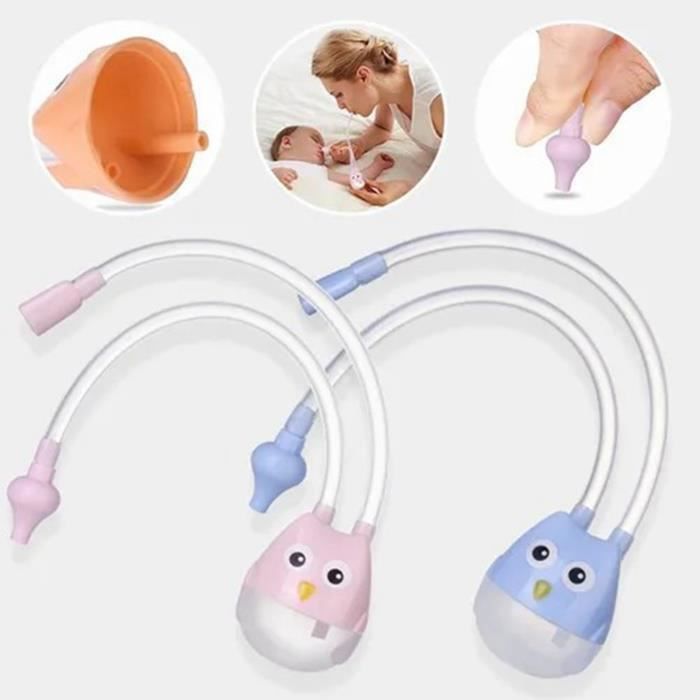 SALALIS Aspiratore nasale manuale per neonati, a forma di gufo, robusto, durevole, set per la cura del bambino, blu e rosa