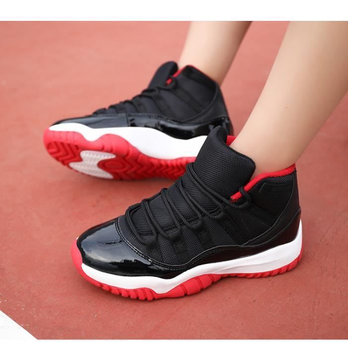 Zapatillas deportivas altas para niño, transpirables, de malla, antideslizantes, ideales para el gimnasio - Rojas