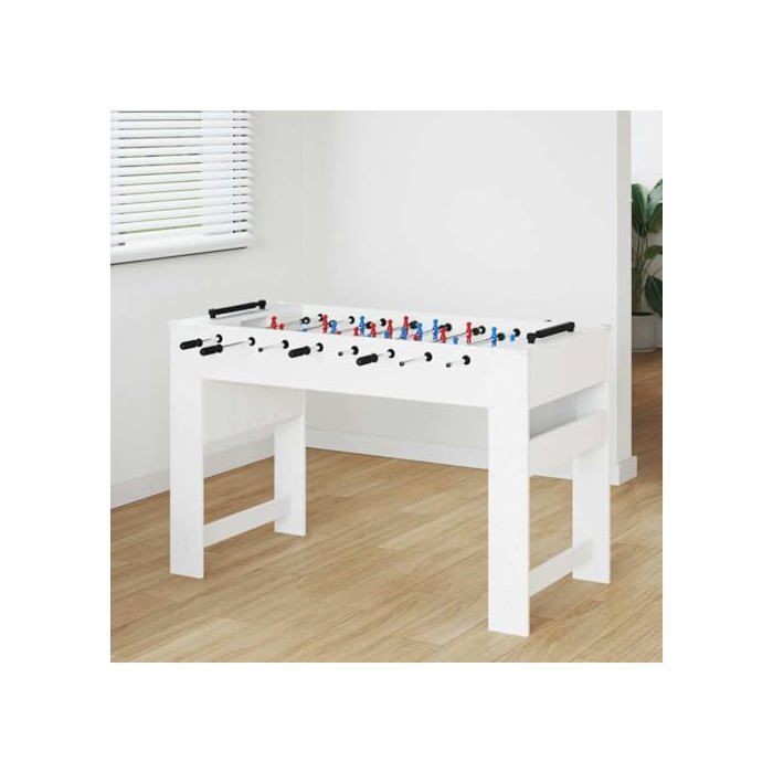 Table de baby-foot - vidaXL - Blanc - 125x60,5x80 cm - Bois d'ingénierie - Poignées antidérapantes - 22 joueurs